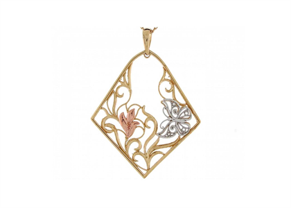 Three Tone Plated Animal Filigree Pendant